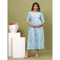 FASHDHUN Women Floral Printed Maternity Cotton Anarkali Kurta-picture-19