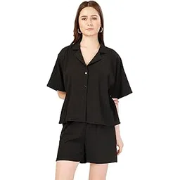 fashfun clothing Fashfun Women's Coord-Set (Solid Orange Crepe Collar Neck Shirt with Pant-Set of 2)-picture-19