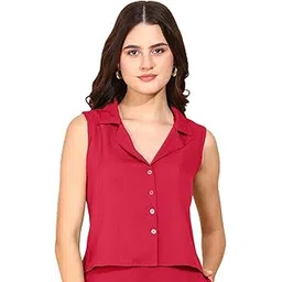 fashfun clothing Fashfun Women's Red Texture Solid Waist-Coat-picture-34