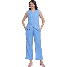 fashfun clothing Fashfun Women's Solid Embroided Waistcoat Co-ord Set-picture-38