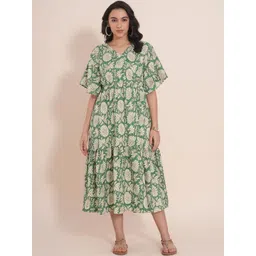 Fashfun Floral Print Flared Sleeve A-Line Midi Dress-picture-31