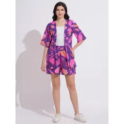 Fashfun Printed Shirt Collar Shirt & Shorts-picture-23