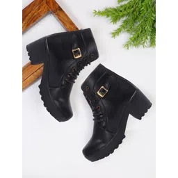 FASHIMO Women Black Solid High Top Heeled Boots-picture-14