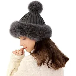fashiol Women's Fashionable Russian Cap with Faux Fur | Warm Winter Stylish Woolen Hat for Cold Weather Multicolour-picture-43