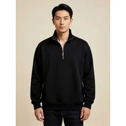 Fashion And Youth Men High Neck Zip Detail Sweatshirt-picture-10