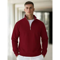 Fashion And Youth Men Solid Half Zipper High Neck Long Sleeves Sweatshirt-picture-23
