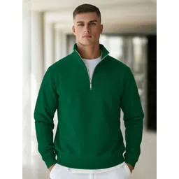 Fashion And Youth Men Solid High Neck Half Zipper Sweatshirt-picture-32