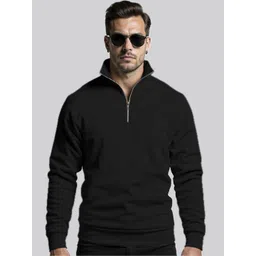 Fashion And Youth Men Solid Shirt Collar Half Zipper Pullover Sweatshirt-picture-41