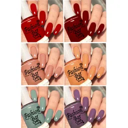 fashion bar New Gloss Gel High Shine Nail Polish Pack of 6PC F669 Multicolor-picture-21