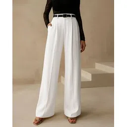 fashion booms Women Relaxed Fit Flat-Front Pants with Insert Pockets-picture-40