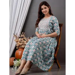 FASHION CLOUD Ethnic Motifs Printed Feeding Maternity Dress-picture-10