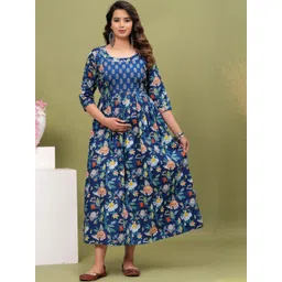 FASHION CLOUD Women Floral Printed Gotta Patti Pure Cotton Maternity Gotta Patti Kurti-picture-36
