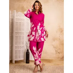 FASHION CLOUD Women Pink Floral Printed Co-Ord Set image 4