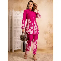 FASHION CLOUD Women Pink Floral Printed Co-Ord Set image 5