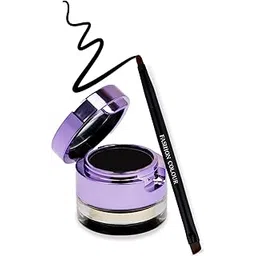 FASHION COLOUR 2 in 1 Gel Eyeliner and Smudge Proof Waterproof Kajal | 24Hrs Lasting Drama | Waterproof Kajal Black Long Lasting | Smudge-Proof Gel Eyeliner | Water-resistant | Quick Dry | Dual End Liner Brush | 4g (Black)-picture-10