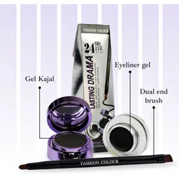 fashion colour 2 IN 1 WATERPROOF GEL KAJAL 24HRS LASTING DRAMA image 3