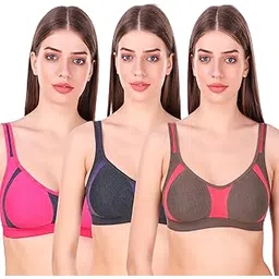 fashion comfortz Earmark Gourgus Sports Bra Multicolored Pack of 3-picture-18