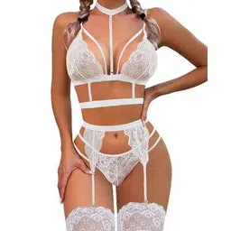 fashion comfortz Women Net Lace Self-Design Baby Doll Set-picture-26