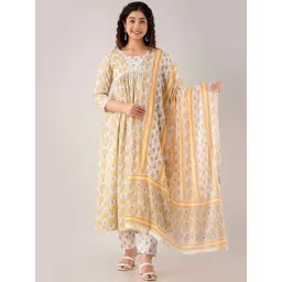 FASHION DEPTH Floral Printed Pure Cotton Kurta with Trousers & With Dupatta-picture-33