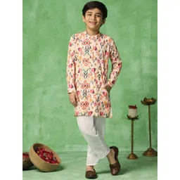 FASHION DREAM Boys Floral Printed Regular Kurta with Trousers-picture-13