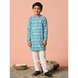 Fashion Dream Boys Sky Blue Printed Kurta and Pyjama-picture-25