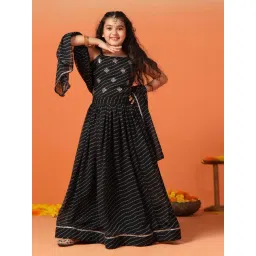 Fashion Dream Girls Black Embellished Choli and Lehenga with Dupatta-picture-22
