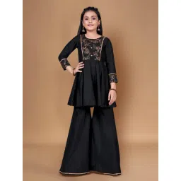 Fashion Dream Girls Black Printed Kurta and Sharara-picture-40