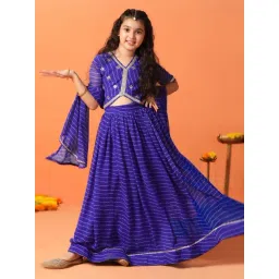 Fashion Dream Girls Blue Embellished Choli and Lehenga with Dupatta-picture-20