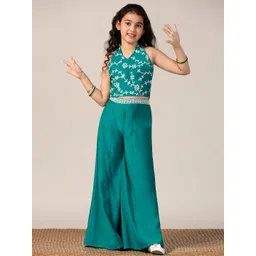 FASHION DREAM Girls Embroidered Crop Top With Palazzos-picture-41