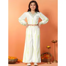 FASHION DREAM Girls Ethnic Motifs Embroidered Regular Sequinned Top with Palazzos-picture-28