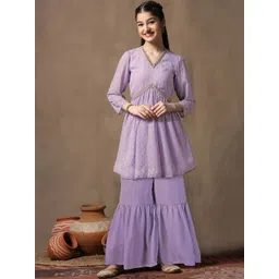 FASHION DREAM Girls Ethnic Motifs Printed Empire Kurta with Sharara-picture-24