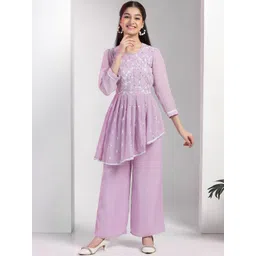 FASHION DREAM Girls Floral Embroidered Regular Kurta with Palazzos-image-31