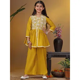 FASHION DREAM Girls Floral Embroidered Regular Kurta with Trousers-image-19