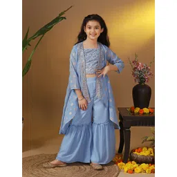 FASHION DREAM Girls Floral Embroidered Regular Thread Work Top with Sharara-picture-41