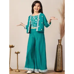 FASHION DREAM Girls Floral Embroidered Top with Palazzos-picture-34