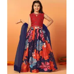 fashion dream Girls Floral Print 3-Piece Lehenga Choli Set-picture-24