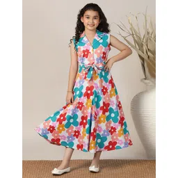 FASHION DREAM Girls Floral Print Fit & Flare Midi Dress-picture-21