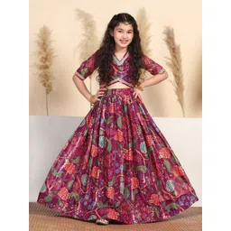FASHION DREAM Girls Floral Printed Georgette Ready to Wear Lehenga & Choli-picture-37