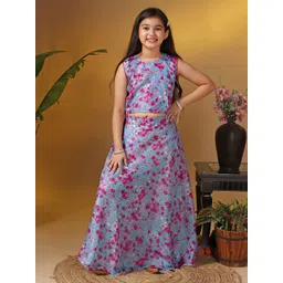 FASHION DREAM Girls Floral Printed Organza Ready to Wear Lehenga & Choli-picture-35