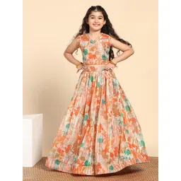 FASHION DREAM Girls Floral Printed Ready to Wear Georgette Lehenga & Choli-image-30