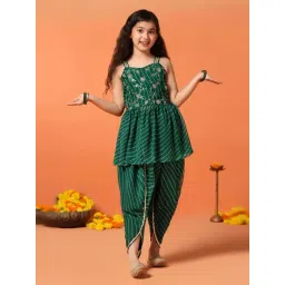 Fashion Dream Girls Green Embellished Kurta and Dhoti-picture-25