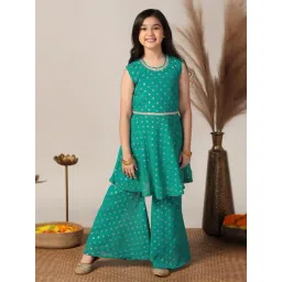 Fashion Dream Girls Teal Printed Kurta and Sharara-picture-37