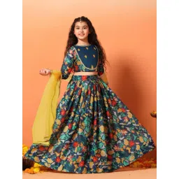 Fashion Dream Kids Rama Floral Lehenga Choli With Dupatta Set-image-23