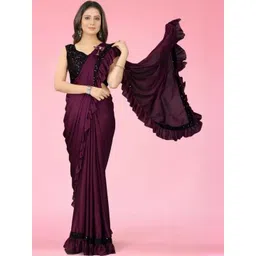 fashion field Sequinned Ruffles Ready to Wear Saree-picture-30