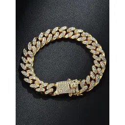 Fashion Frill Men Gold-Plated American Diamond Link Bracelet image 1