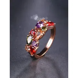 Fashion Frill Rose Gold-Plated & CZ studded Finger Ring-picture-27