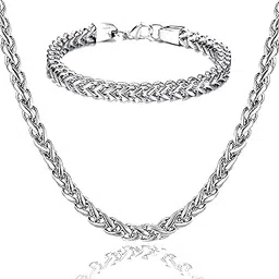 fashion frill Silver Chain For Men Fashion Jewellery Double Coated Popular Silver Plated Elegant Necklace Stainless Steel Silver Chains For Men Boys Stylish Chains Necklaces 22 Inches-picture-52