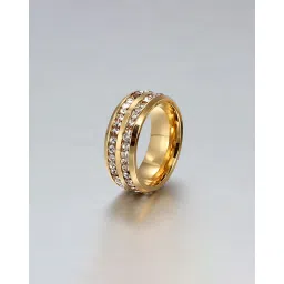 fashion frill Stainless Steel Stone-Studded Band Ring image 2