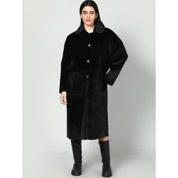 Fashion Gaiia Spread Collar Neck Single Breasted Plush Woolen Overcoat-picture-26