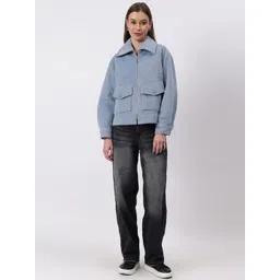 Fashion Gaiia Women Spread Collar Solid Zipper Tailored Jacket-picture-19